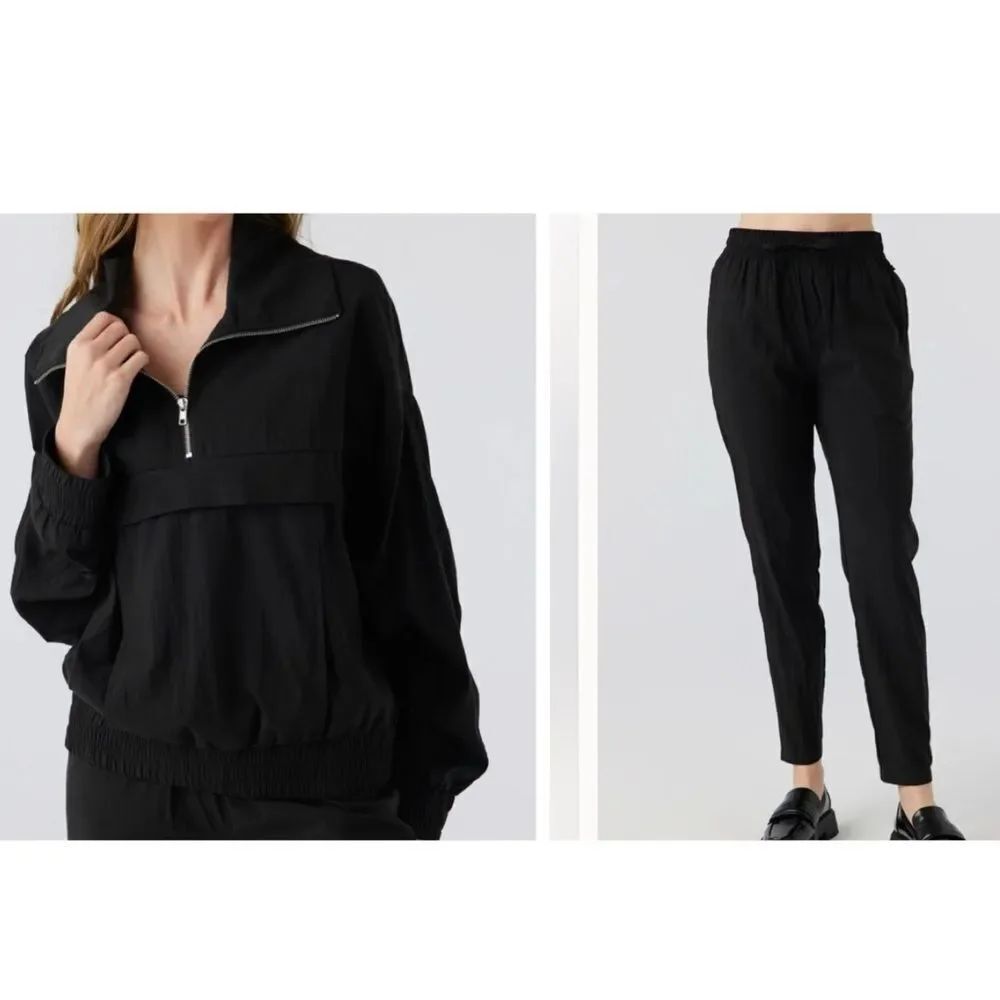 NWT Sol Angeles Black Madison Pants and Mia Half Zip Jacket